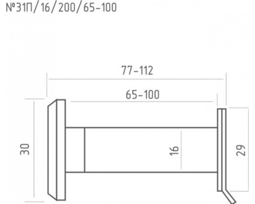 Глазок дверной НОРА-М №31П/16/200/65-100 со шторкой 