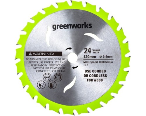 Пильный диск по дереву GREENWORKS 120х9,5 мм, 24T [2952507]