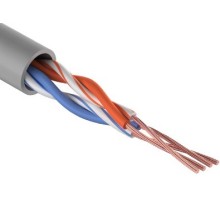 Кабель REXANT U/UTP, CAT 5e, PVC 2х2х(0,16х7) мм, внутр.,  многожильный, серый [01-0026]