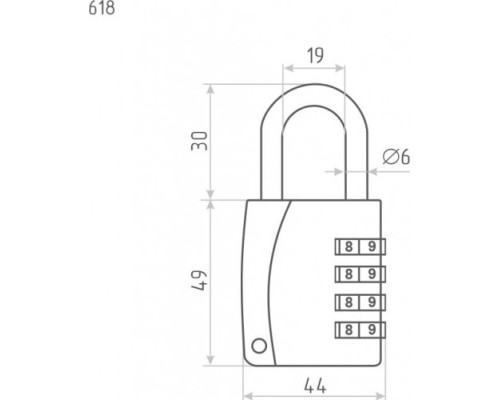 Замок навесной кодовый НОРА-М 618 для чемодана 
