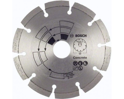 Алмазный диск для резки бетона BOSCH 125х22.2 мм Concrete [2609256414]