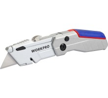 Нож складной WORKPRO WP211011 выдвижной со сменными лезвиями, алюминиевый