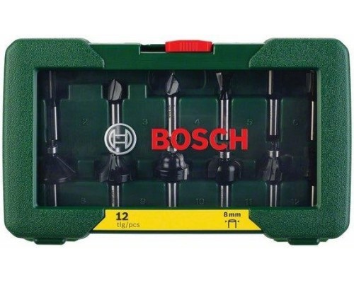 Набор фрез по дереву BOSCH 12 НМ-ФРЕЗ SET 8 мм-ХВ. [2607019466]