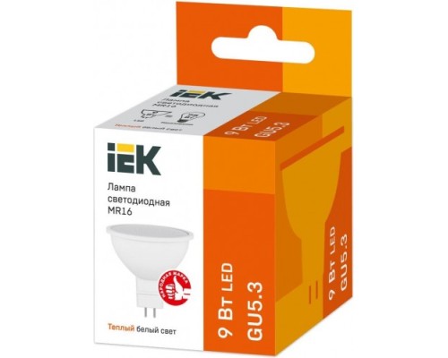 Лампа светодиодная IEK MR16 софит 9вт 3000к gu5.3 [LLE-MR16-9-230-30-GU5]