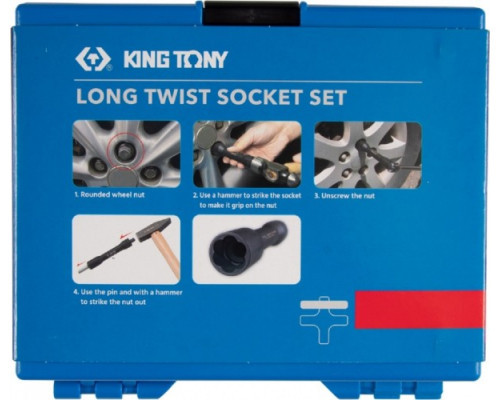 Набор головок 1/2" KING TONY 9TD164MR для поврежденных гаек и болтов, 17, 19, 21 мм, 4 предмета