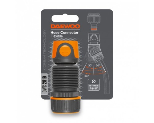 Коннектор DAEWOO DWC 2819 гибкий для шланга 15-19 мм (5/8”-3/4”) Коннектор DAEWOO DWC 2819 гибкий для шланга 15-19 мм (5/8”-3/4”)