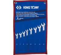 Набор комбинированных ключей KING TONY 6-13 мм удлиненных чехол из теторона, 8 предметов 12C8MRN