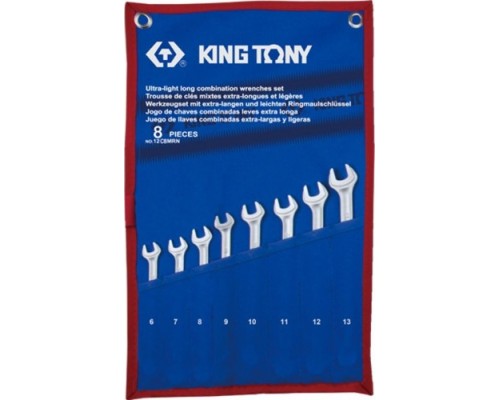 Набор комбинированных ключей KING TONY 6-13 мм удлиненных чехол из теторона, 8 предметов [12C8MRN]