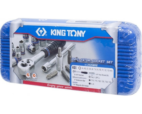 Набор головок 1/4" KING TONY 2525MRE, 25 предметов