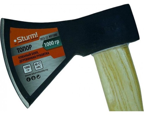 Топор STURM 1015-52-WD1000 (кованый боек, деревянная рукоятка) Топор STURM 1015-52-WD1000 (кованый боек, деревянная рукоятка)