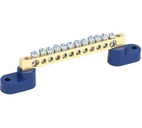 Шина REXANT 11-2328 «N» нулевая 6х9 мм на двух угловых синих изолятора