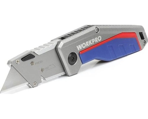 Нож складной WORKPRO WP211012 со сменными лезвиями, алюминиевый