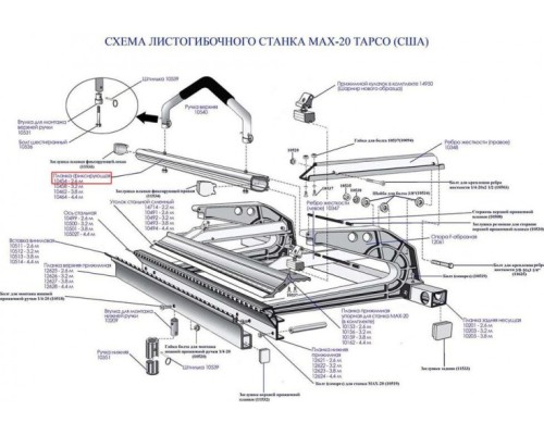 Планка фиксирующая TAPCO 10454 для станка MAX-20 2,6 м