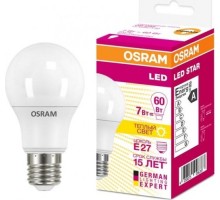 Лампа светодиодная Osram LED Star A 60 7вт матовая 2700к тепл. бел. e27 600лм [4058075096387]