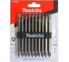 Бита для заворачивания MAKITA D-34849 двусторонняя PH2, 110 мм, E-form (MZ), 10 шт.