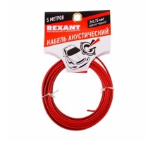 Кабель акустический REXANT 01-6104-3-05 2х0,75мм², красно-черный, 5м