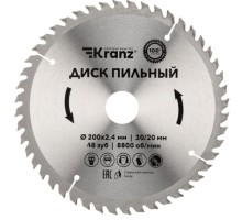 Пильный диск по дереву Kranz KR-92-0118 200х30/20 мм, 48 зуб.