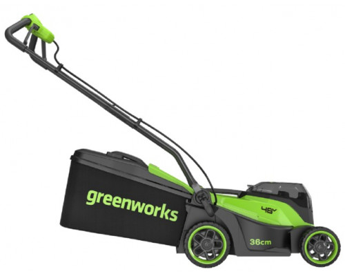 Газонокосилка аккумуляторная GREENWORKS 2520707UD 2x24V, 36 см, бесщеточная, c 2хАКБ 4 Ач и ЗУ купить с доставкой и официальной гарантией