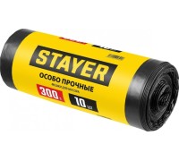 Мешок строительный STAYER HEAVY DUTY особопрочный, черный 300л, 10шт. 39157-300