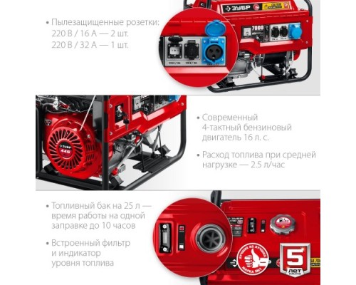 Генератор бензиновый ЗУБР СБА-7000 с автозапуском