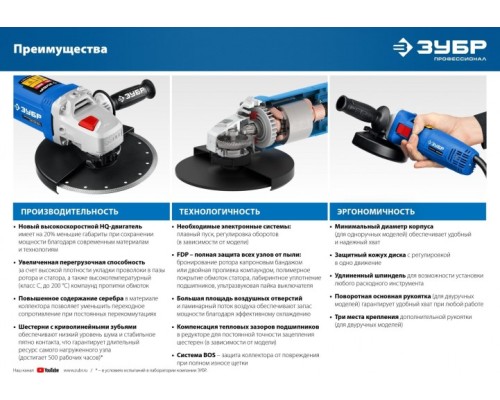 Угловая шлифмашина сетевая ЗУБР Профессионал УШМ-П230-2600 П [УШМ-П230-2600 П]