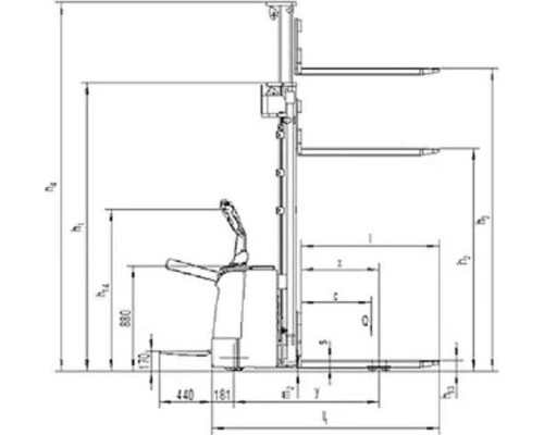 Штабелер самоходный NOBLELIFT PS16 N32 Duplex mast 1,6 т - 3.2 м, 24В/210Ач, зарядное устройство