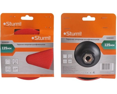 Диск опорный STURM 5 200 201 шлифовальная с липучей осн. velcro, d125мм, m14 [5200201]
