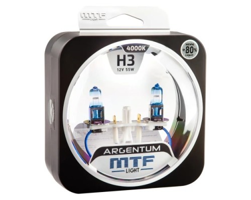 Лампа галогеновая MTF LIGHT серия ARGENTUM +80% H3, 12V, 55W H8A1203