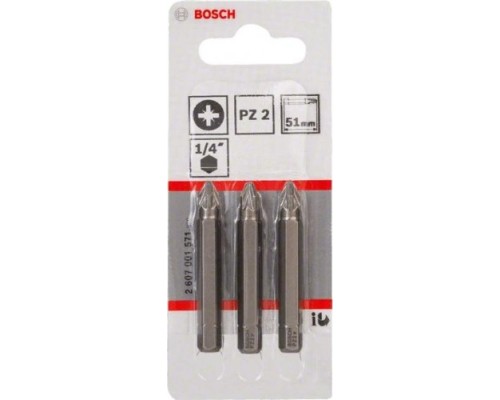 Бита для заворачивания BOSCH Extra Hard 51 мм PZ2 3in [2607001571]