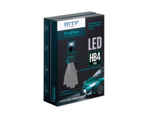 Лампа светодиодная MTF LIGHT ProFLEX HB4(9006) 6000k, 3000lm, 12-24v, 30w, NO FAN, 2шт. PFB4K5