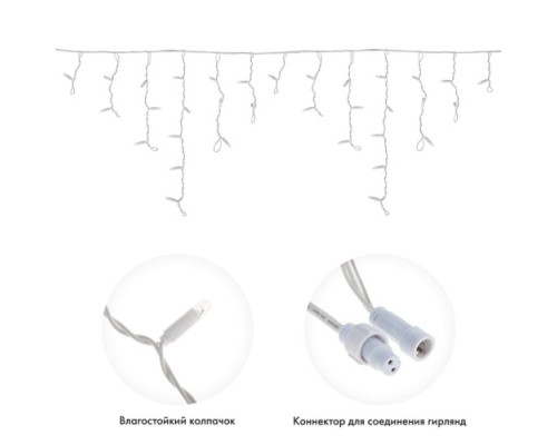 Гирлянда Neon-Night 255-026 БАХРОМА (Айсикл), 1,8х0,5м, 48 LED ТЕПЛЫЙ БЕЛЫЙ