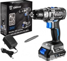 Дрель-шуруповерт аккумуляторная DEKO Sharker 20V 1*3.0Ah бесщеточная 063-4037