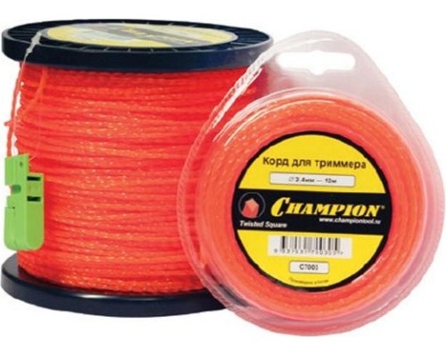 Леска триммерная CHAMPION Square Twist DUO 2.4мм/ 12м витой квадрат (C5057) [C5057]