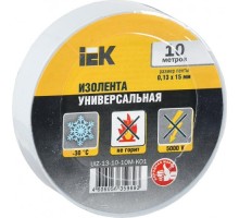 Изолента IEK ПВХ 0.13х15мм (рул. 10м) бел. [UIZ-13-10-10M-K01]