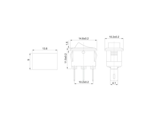 Выключатель клавишный REXANT 250V 3А (3с) ON-ON красный Micro (RWB-102) ( уп.10 штук ) 36-2031