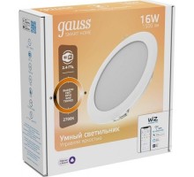 Потолочный светодиодный светильник GAUSS Smart home даунлайт 16w 1500lm 2700к 220-240v ip20 165*38мм д [2020122]