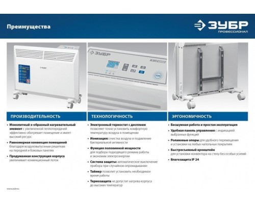 Конвектор ЗУБР КЭП-2000 электрический