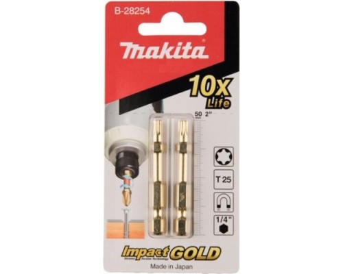 Бита для заворачивания MAKITA B-28254 Impact Gold T25, 50 мм, E-form (MZ), 2 шт.