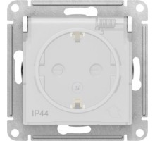 Розетка Systeme Electric AtlasDesign Aqua 1-м 16а с заземл. защ. шторки с крышкой, белая ATN440146