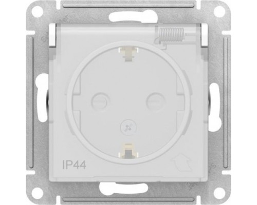 Розетка Systeme Electric AtlasDesign Aqua 1-м 16а с заземл. защ. шторки с крышкой, белая [ATN440146]