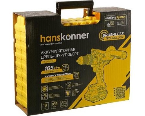 Дрель-шуруповерт аккумуляторная HANSKONNER HCD18165BLI