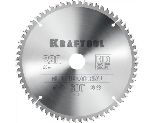 Пильный диск по алюминию KRAFTOOL Multi Material 230х30мм 64T [36953-230-30]