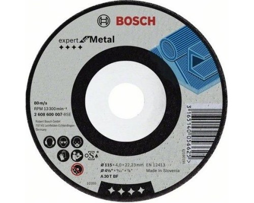 Шлифовальный круг по металлу BOSCH 125х6х22.2 мм A30T-BF Expert for Metal [2608600223]