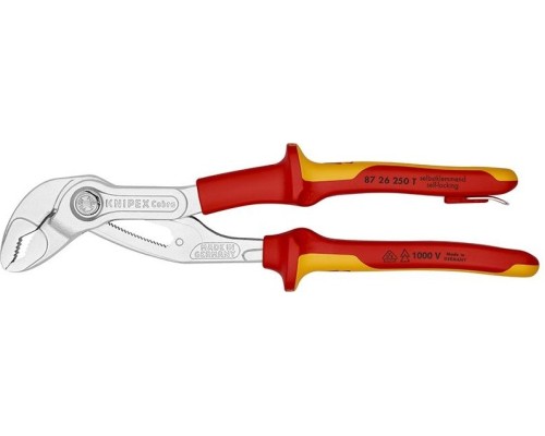 Ключ переставной KNIPEX 8726250T cobra 250 мм с фиксатором, диэлектрические [KN-8726250T]