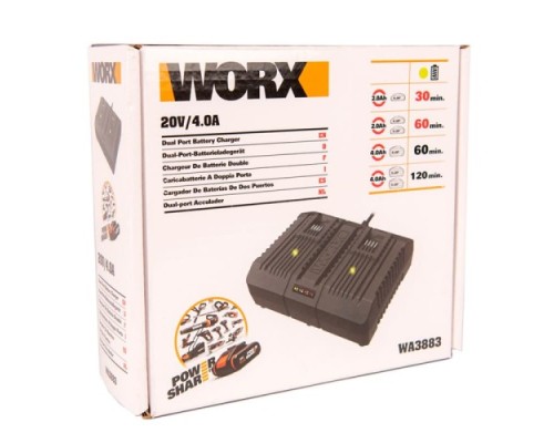 Зарядное устройство Worx WA3883 20В, 2х2А двойное