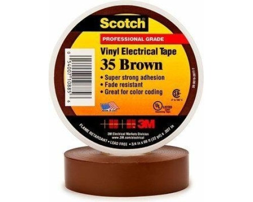 Изолента ПВХ 3M Scotch® 35 19 мм х 20 м, коричневая [7000031673]