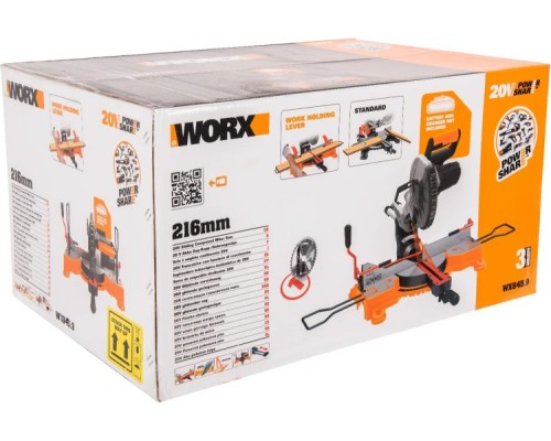 Пила торцовочная аккумуляторная Worx WX845.9 20В, 216 мм, без АКБ и ЗУ Пила торцовочная аккумуляторная Worx WX845.9 20В, 216 мм, без АКБ и ЗУ