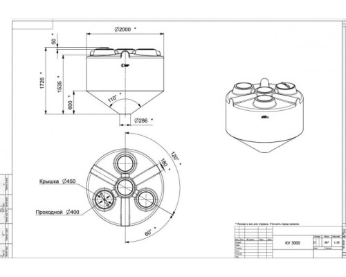 Емкость POLIMER GROUP КV3000 конусная [TKV3000S4]