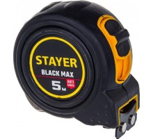 Рулетка STAYER BlackMax 5/25 / 25мм в ударостойком полностью обрезиненном корпу [3410-05-25_z02]