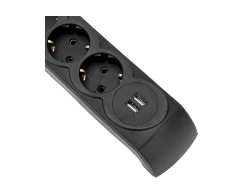 Фильтр сетевой Kranz 13-4703 5 гнезд, 5м, 3х1,5мм², с автовыкл, 2USB, черный Фильтр сетевой Kranz 13-4703 5 гнезд, 5м, 3х1,5мм², с автовыкл, 2USB, черный